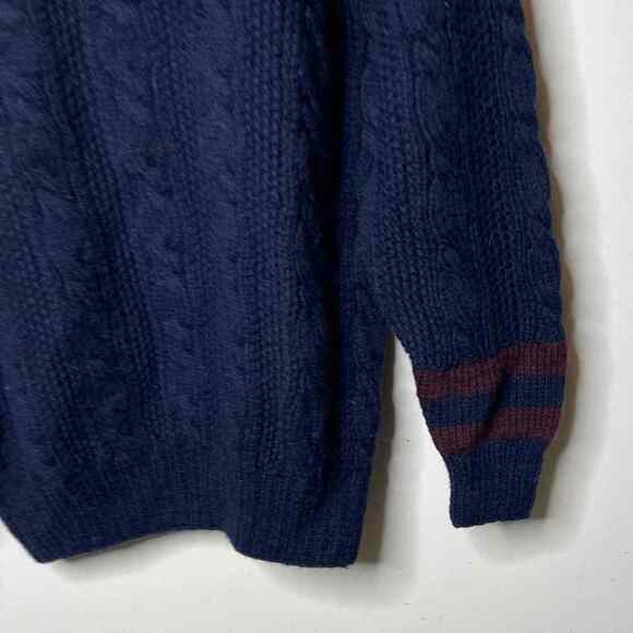 Vintage Ralph Lauren blue label 100% lamb wool chunky knit navy sweater sz M - Picture 8 of 8